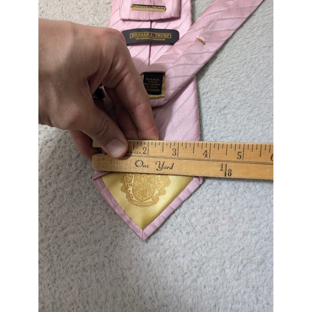 Donald J. Trump Necktie Mens OS Pink Striped Silk Signature Collection - Picture 3 of 4